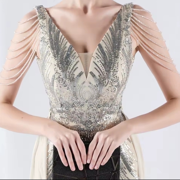 Elegant Silver Evening Gown - Picture 9 of 16